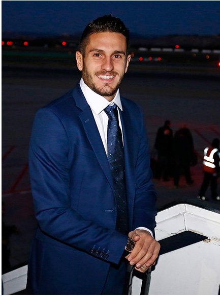 Lead soccer player Koke poses with Verino’s official Atlético de Madrid suit