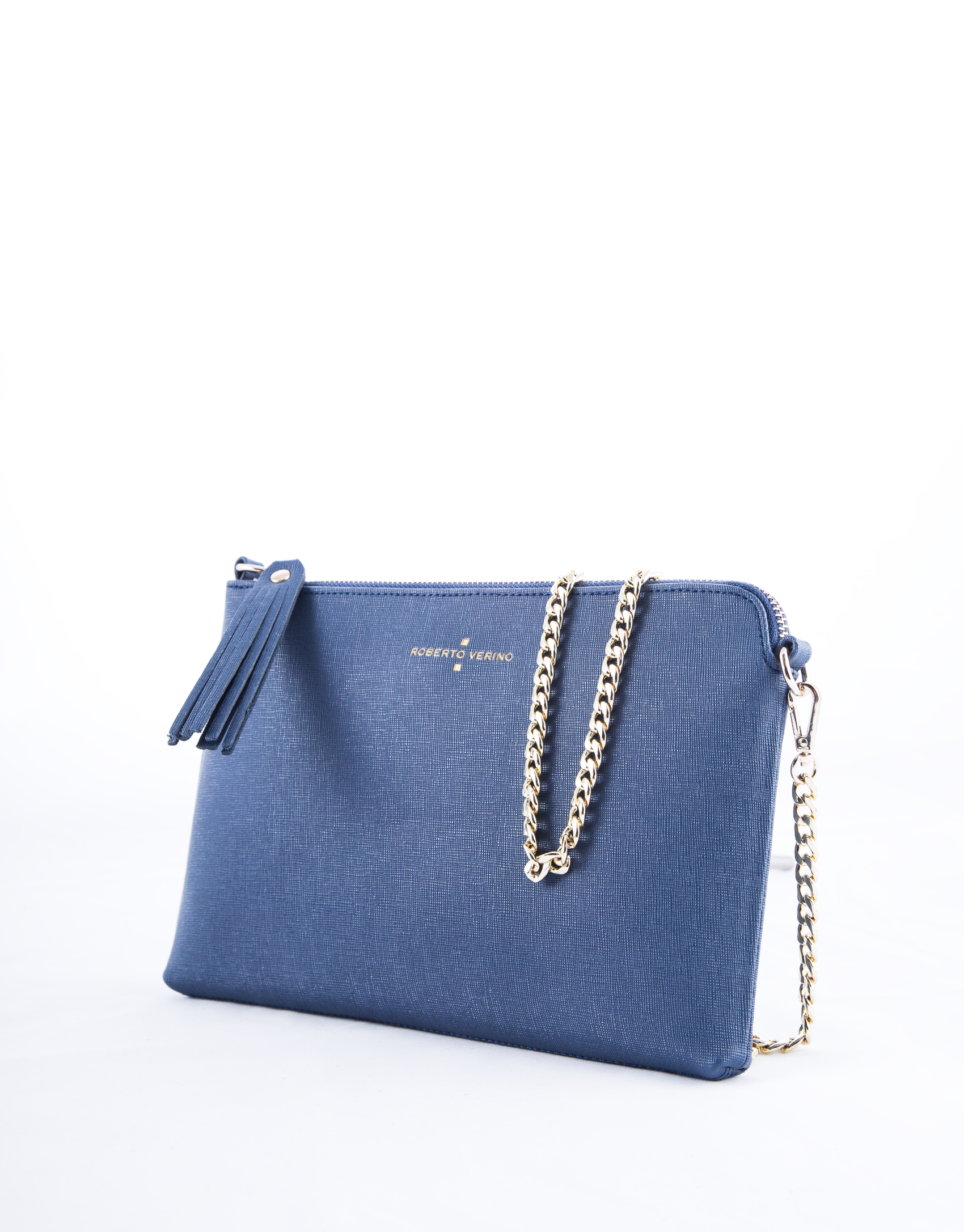 Navy blue leather Lisa clutch bag
