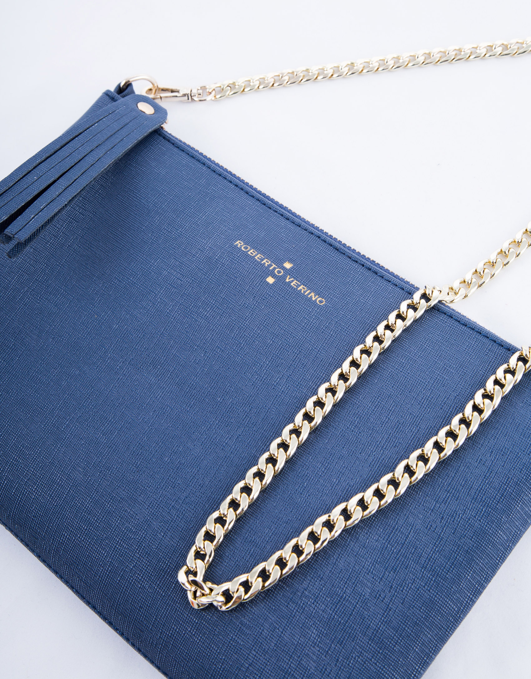 Navy blue leather Lisa clutch bag
