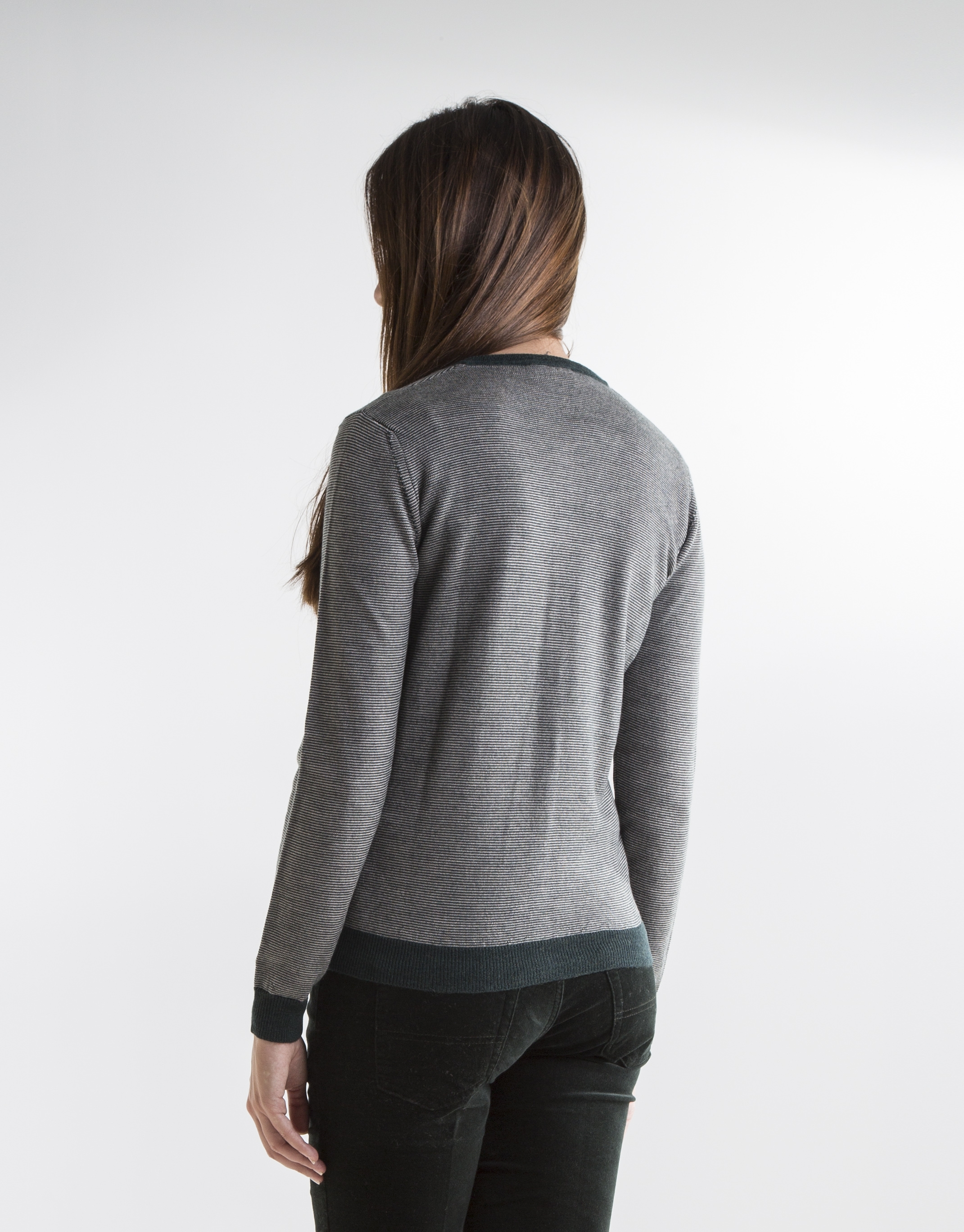 Short green striped jacket Knitwear Woman Roberto Verino