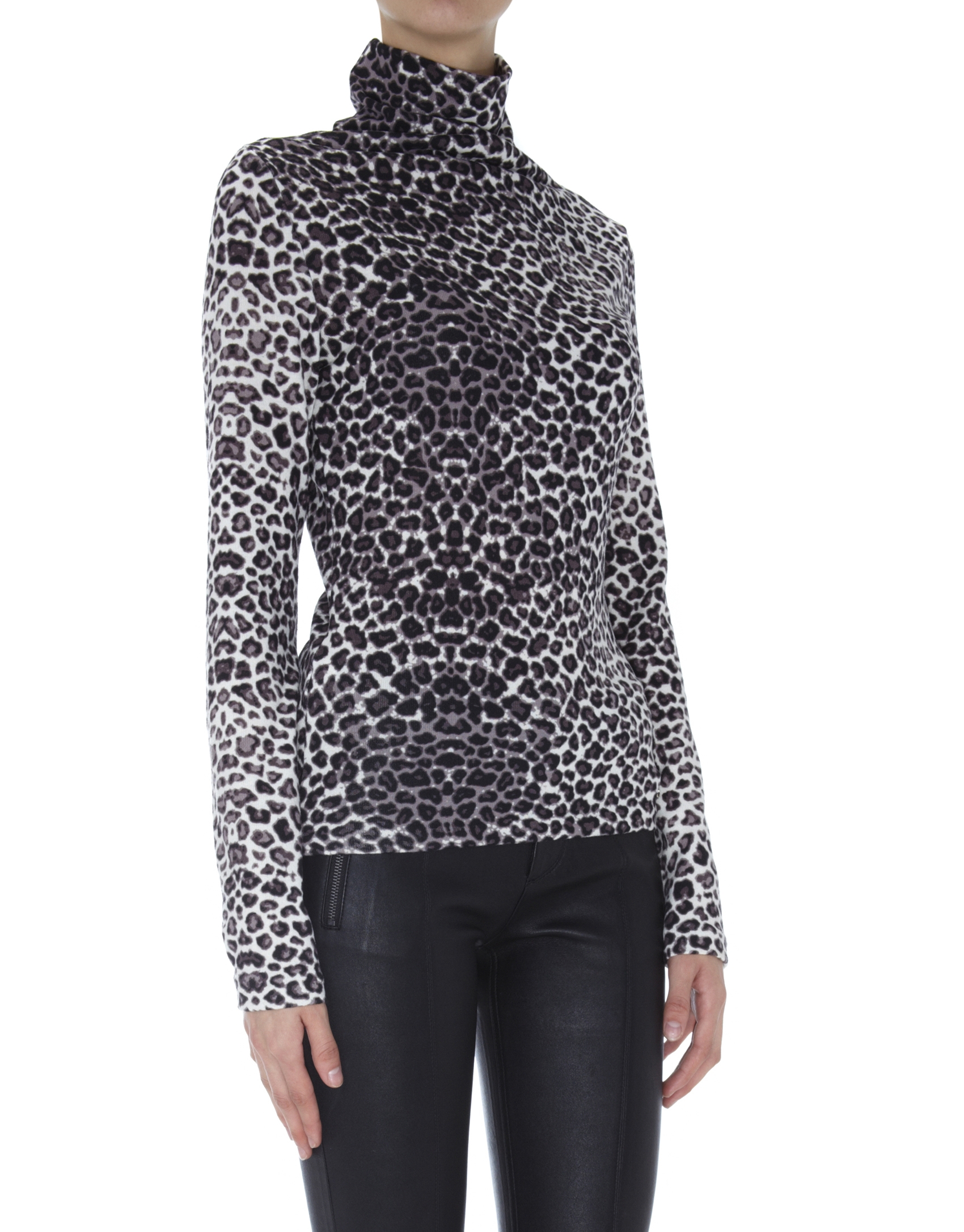 Animal print turtleneck top