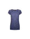 Camiseta azul de lavado manga raglán corta con strass en hombros