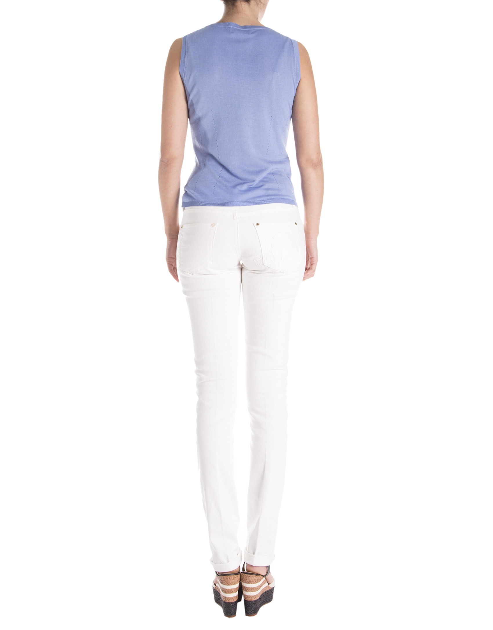 Blue knit sleeveless sweater 
