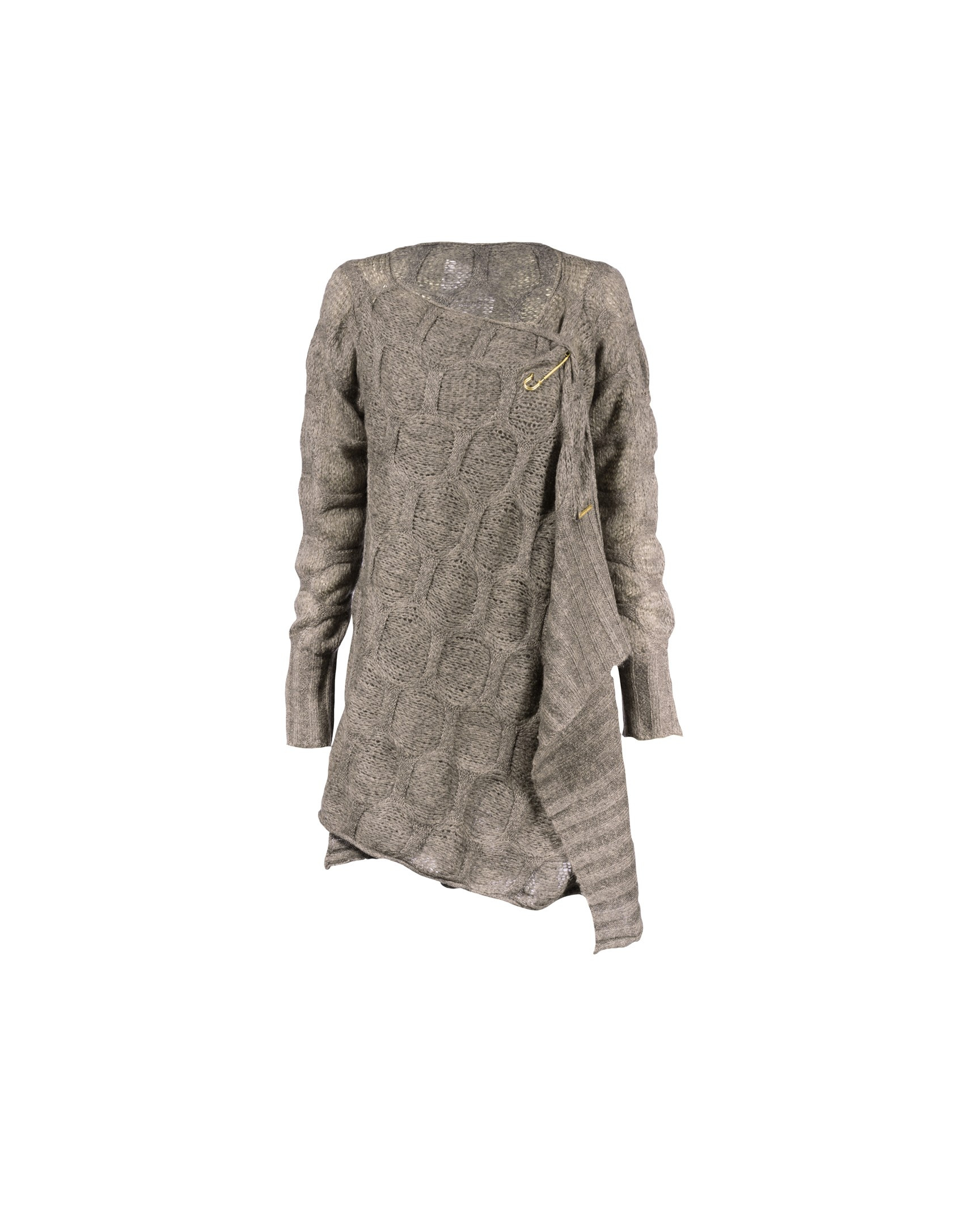 Long knit jacket in brown.