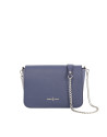 Blue color block Saffiano leather shoulder bag
