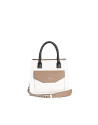 Color block leather satchel bag