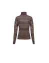 Brown stripe roll collar pullover