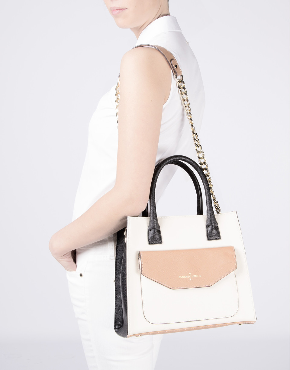 Satchel piel color block