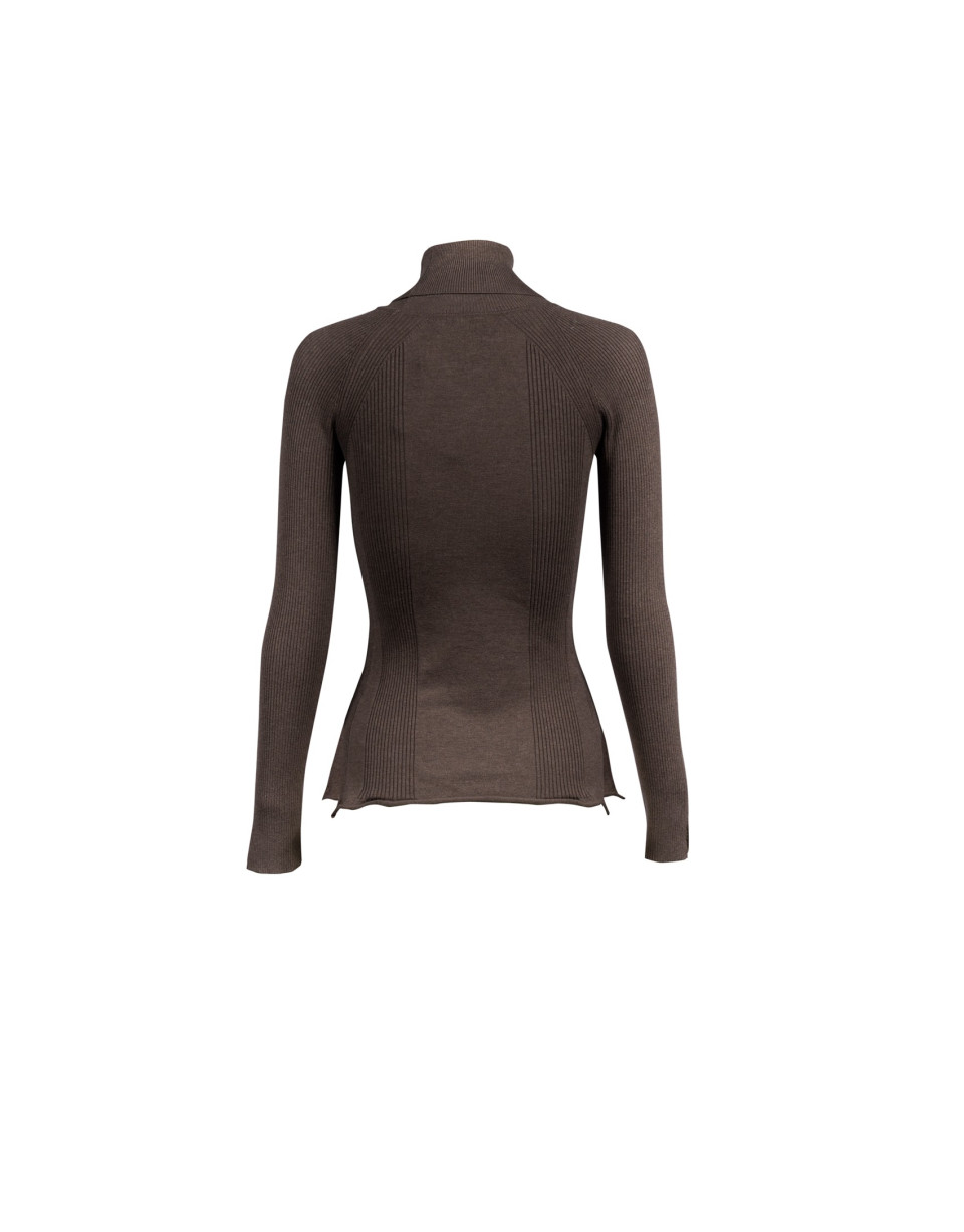 Jersey fino cuello cisne marrón