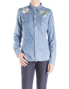 Jeans shirt with embroidered flower