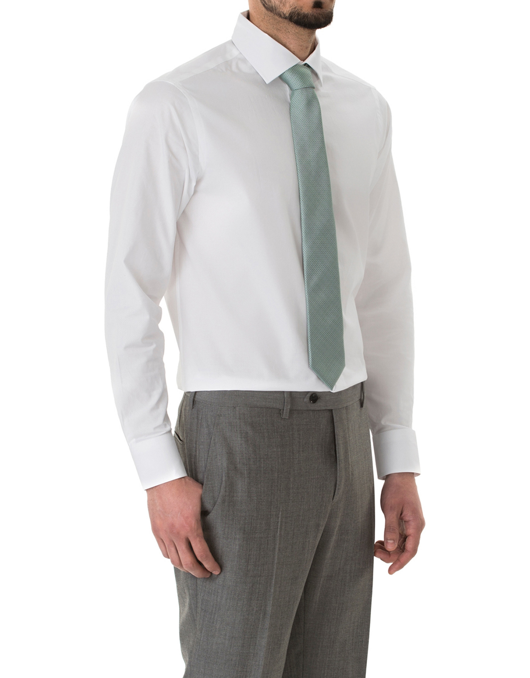 White jacquard premium fit dress shirt