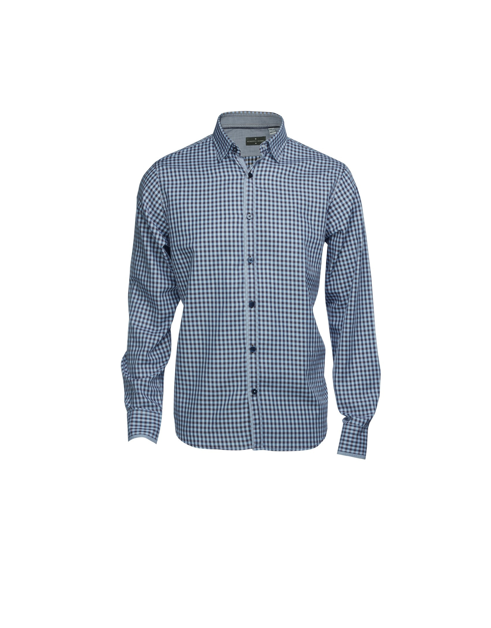 Green, navy and grey checked casual shirt