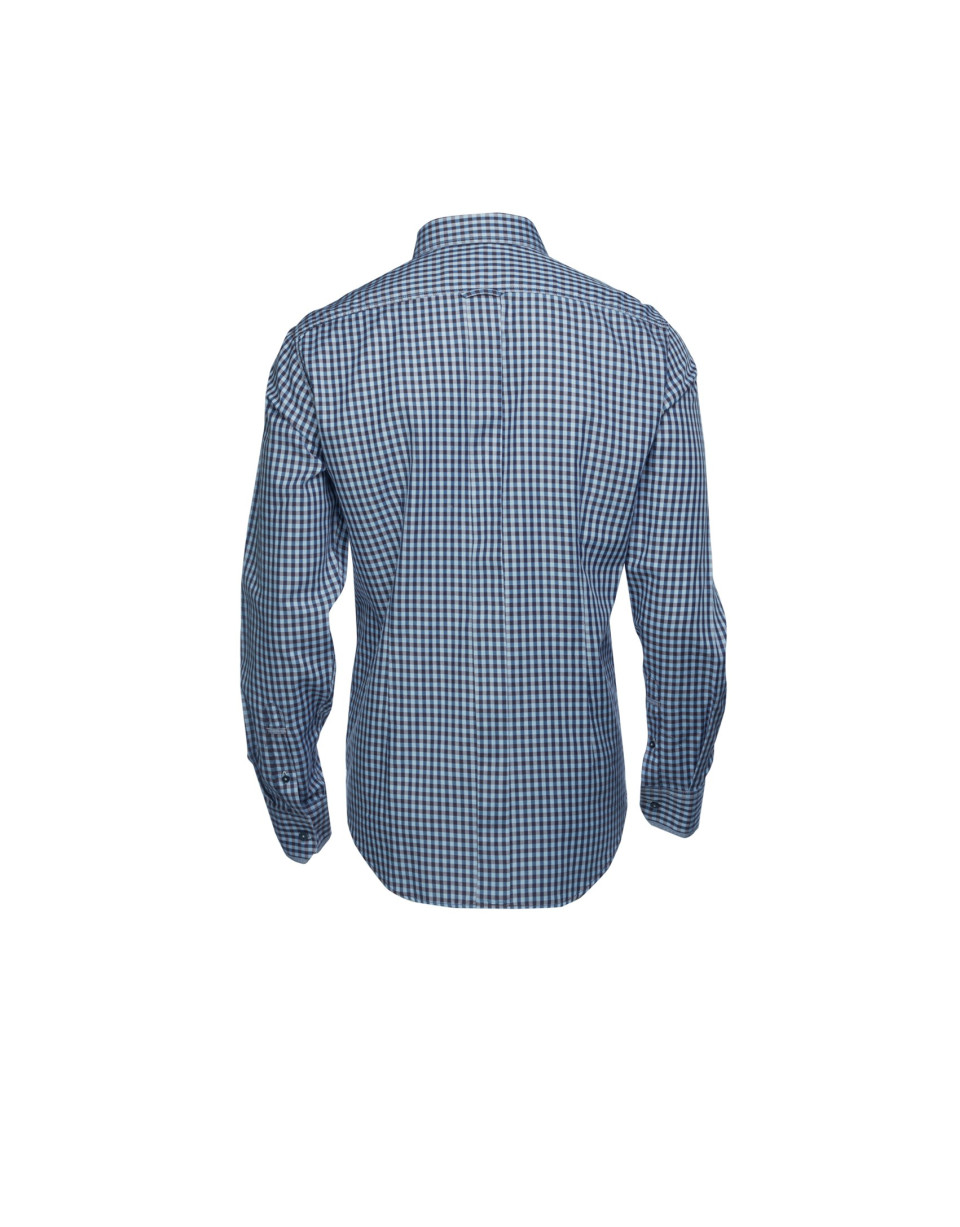 Green, navy and grey checked casual shirt