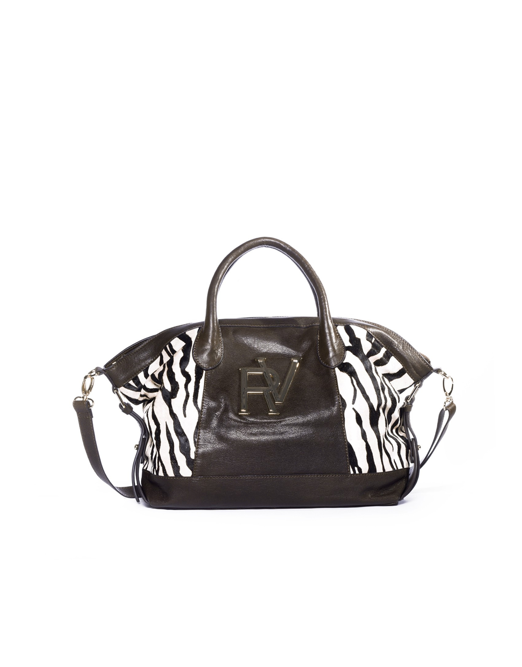 Bolso combinado cebra marrón