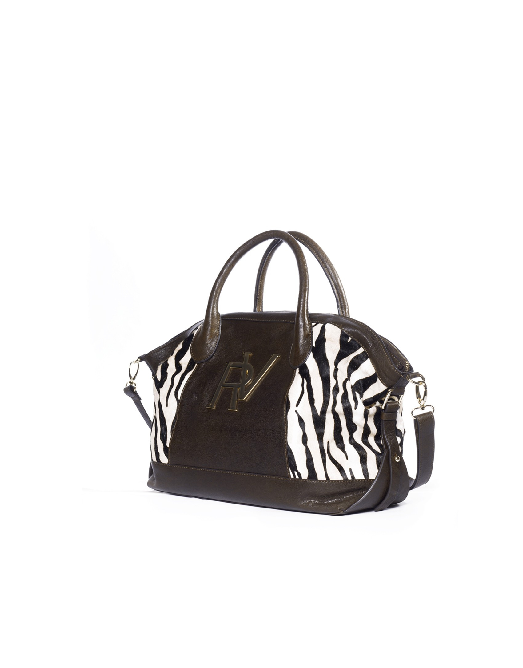 Bolso combinado cebra marrón
