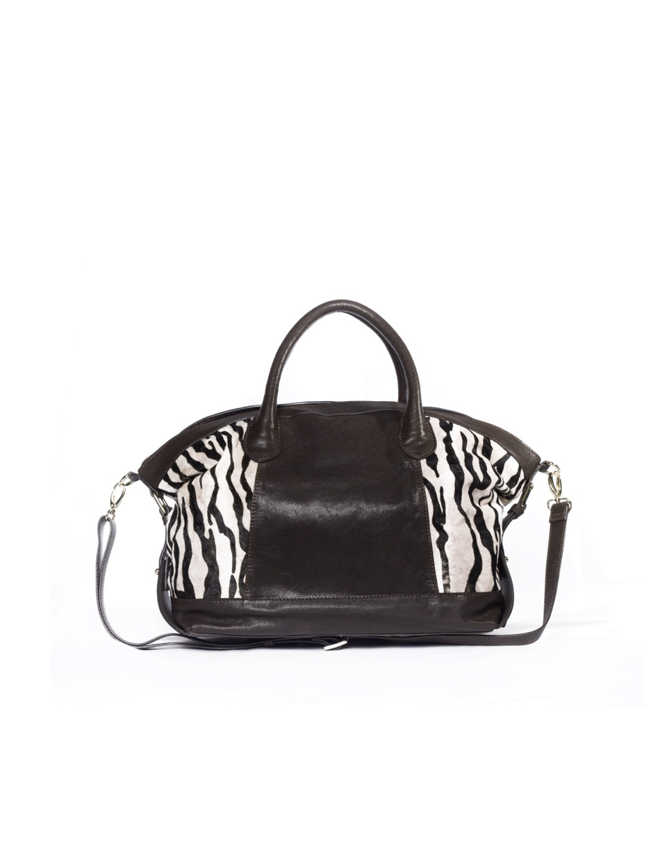 Bolso combinado cebra marrón