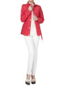 Red trench coat with belt