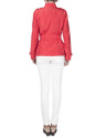 Red trench coat with belt