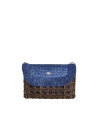 Blue raffia clutch bag
