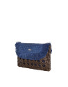 Blue raffia clutch bag