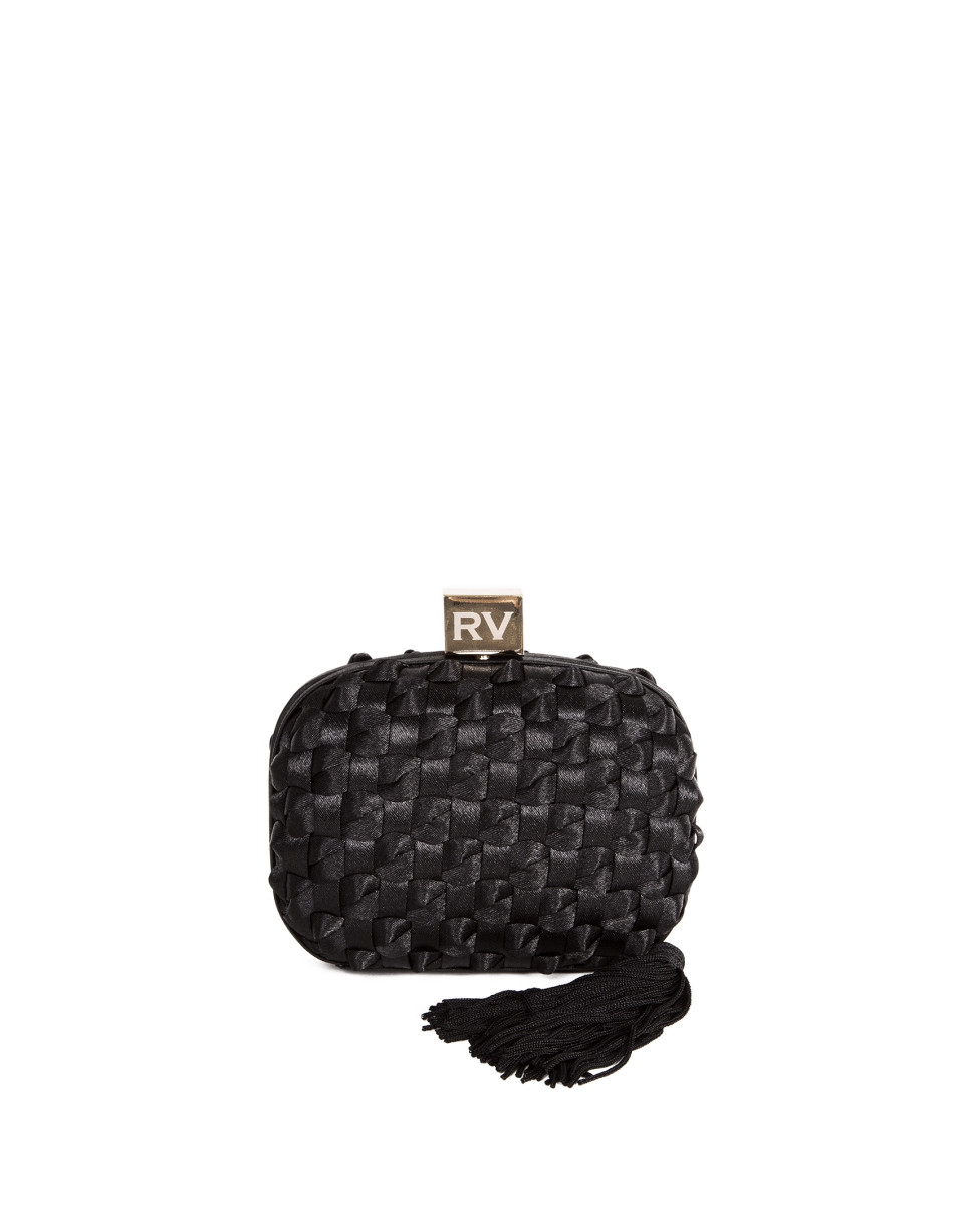 Black fabric clutch bag