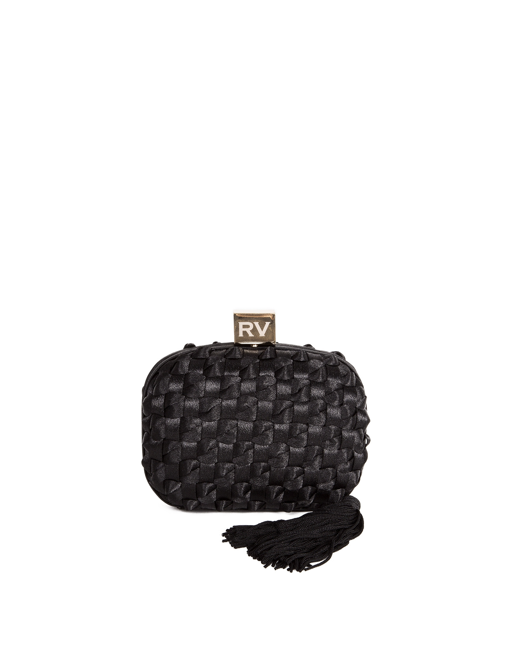 Black fabric clutch bag