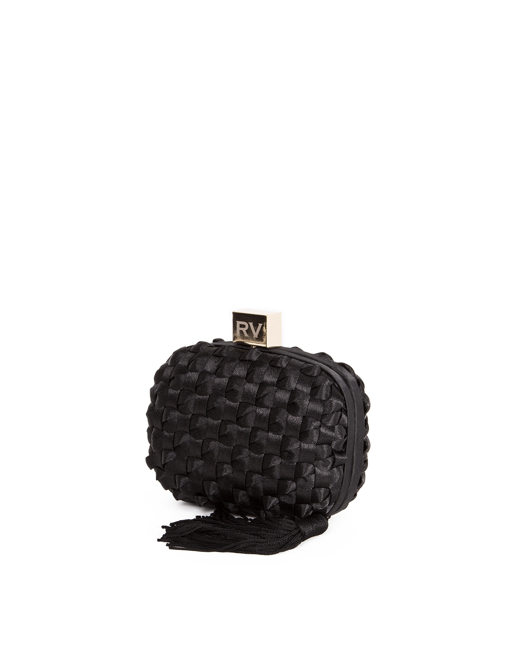 Black fabric clutch bag