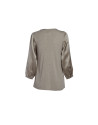 Blusa visón escote redondo y bolsillo