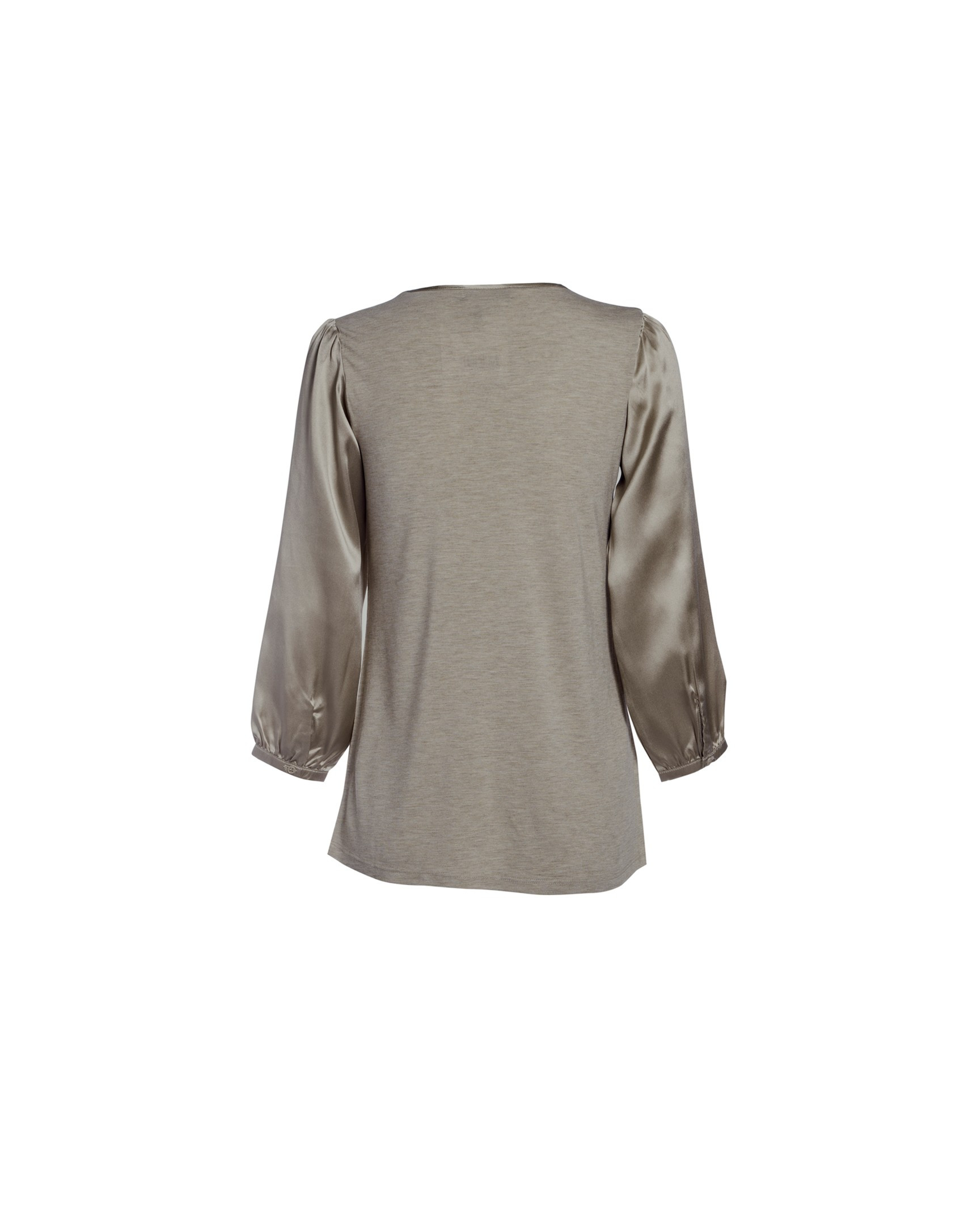 Blusa visón escote redondo y bolsillo