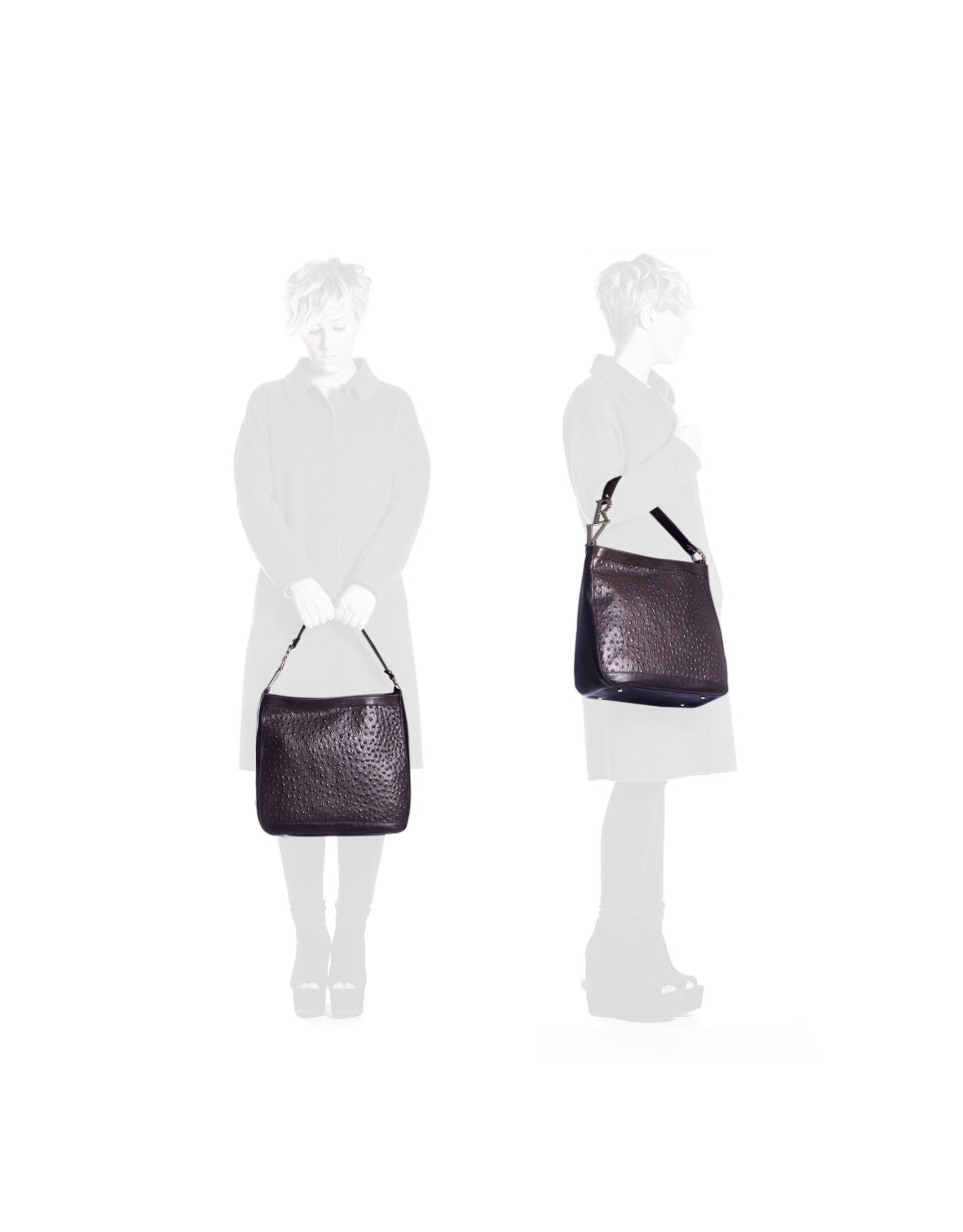 Bolso medio cuadrado avestruz
