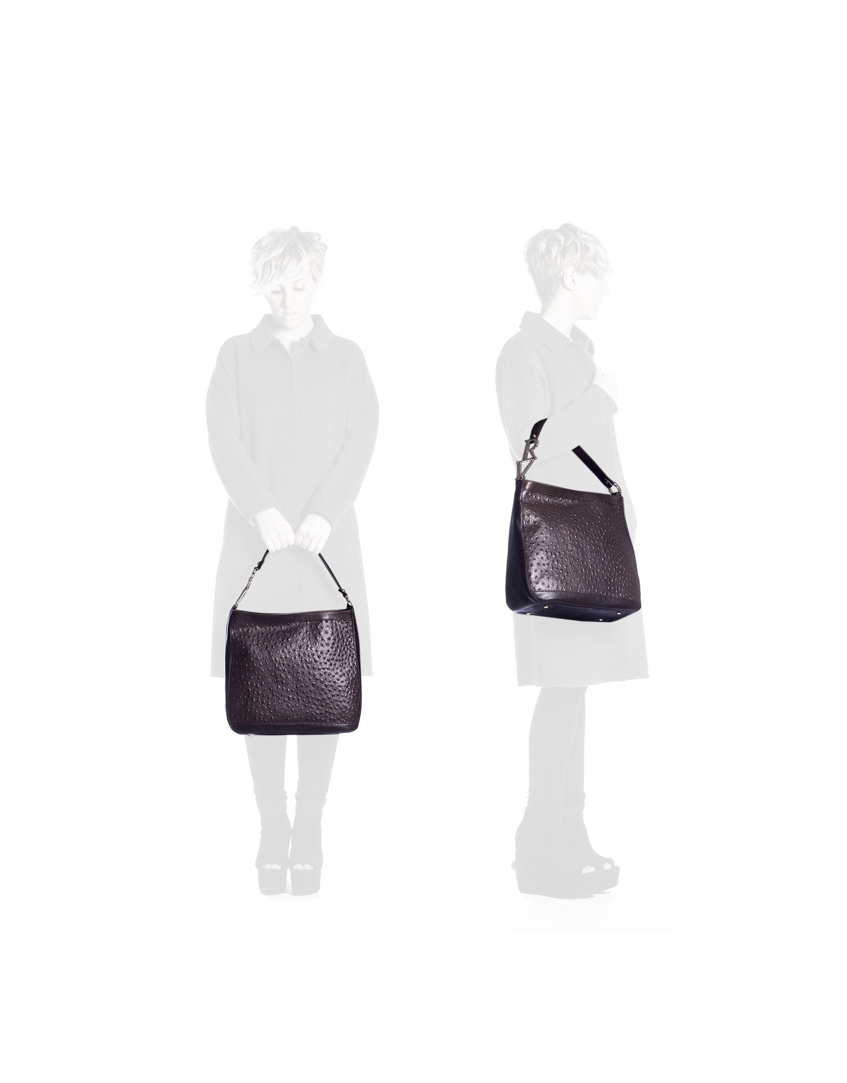 Bolso medio cuadrado avestruz