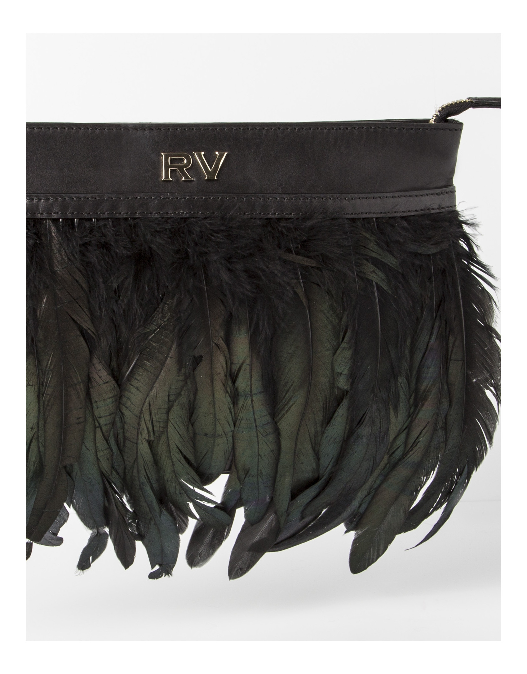Clutch plumas negro