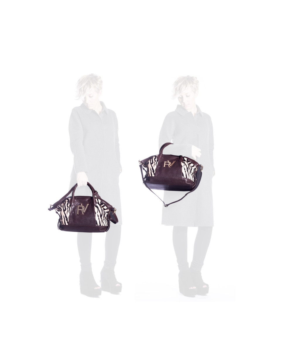 Bolso combinado cebra marrón