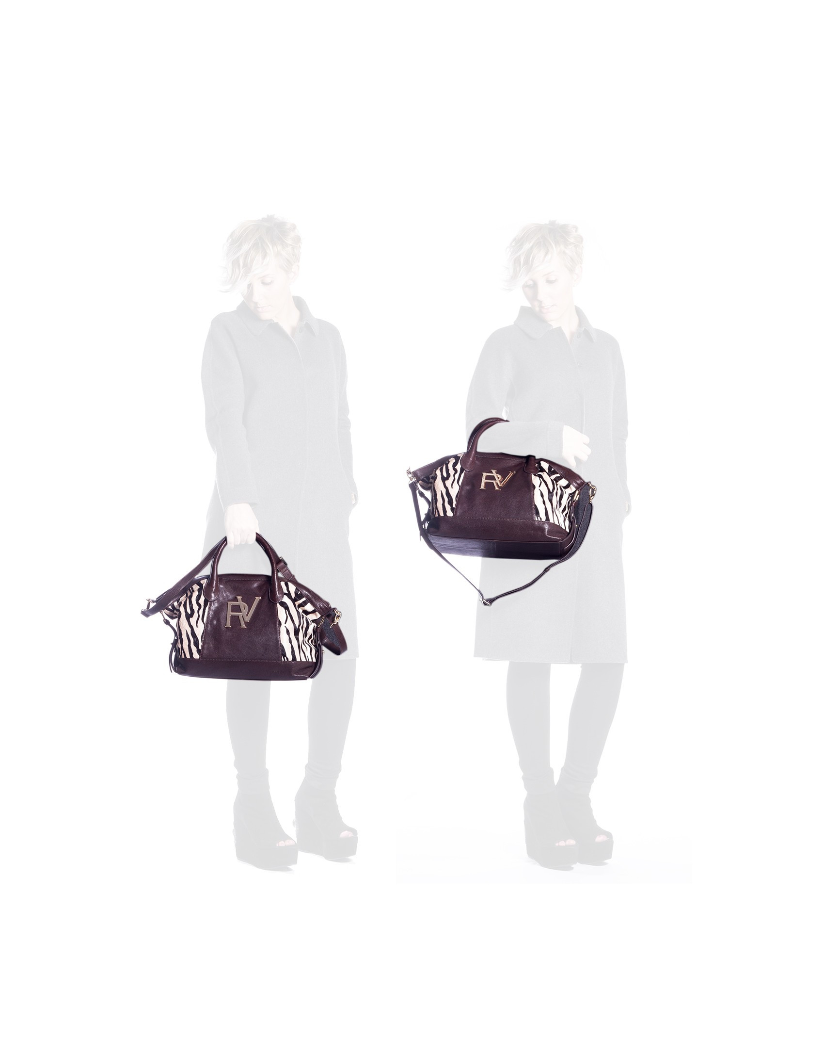 Bolso combinado cebra marrón