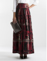 Falda larga jacquard cuadros roja