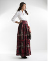 Falda larga jacquard cuadros roja
