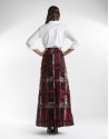 Long red checked jacquard skirt