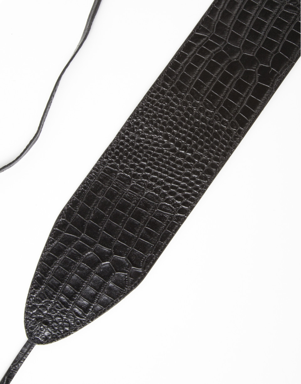 Cinturon piel cocodrilo negro