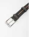 Leather belt with brown contrasting strip 