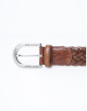 Brown braided leather belt