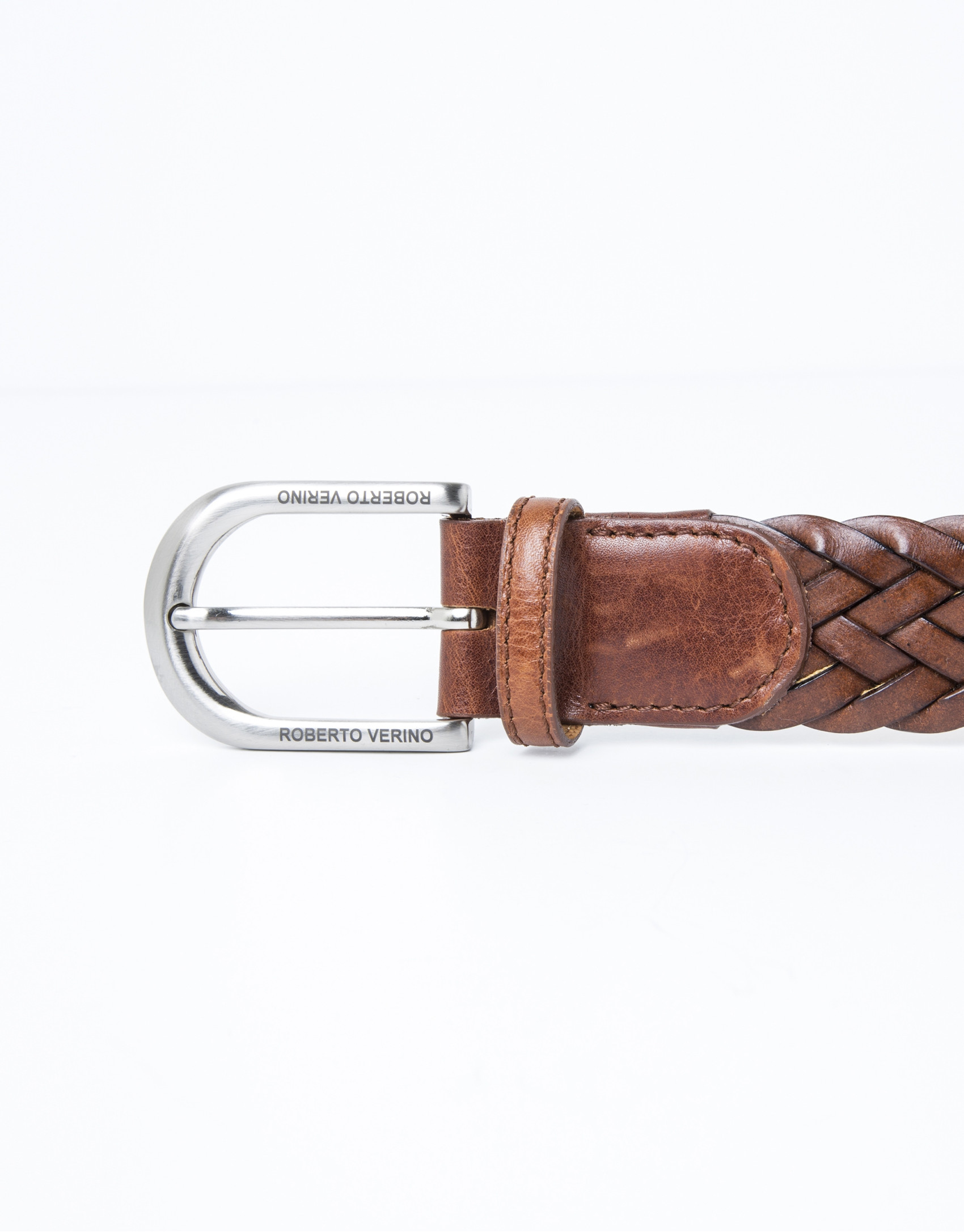 Brown braided leather belt