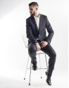 Traje cuadro gris oscuro