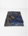 Blue print wool and silk scarf