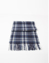 Blue checked wool scarf
