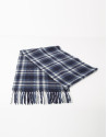 Blue checked wool scarf