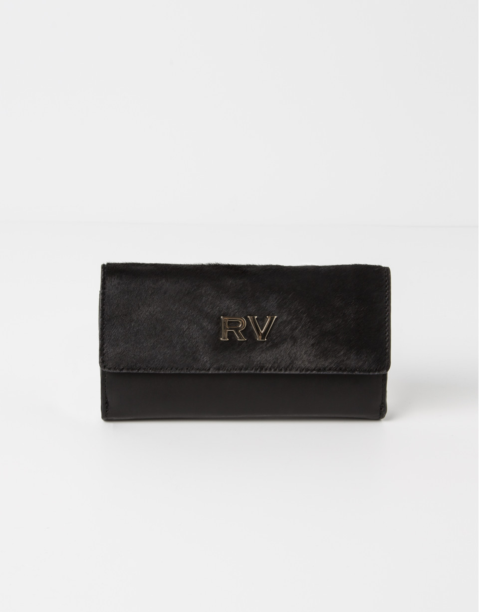Black wallet with brown fur