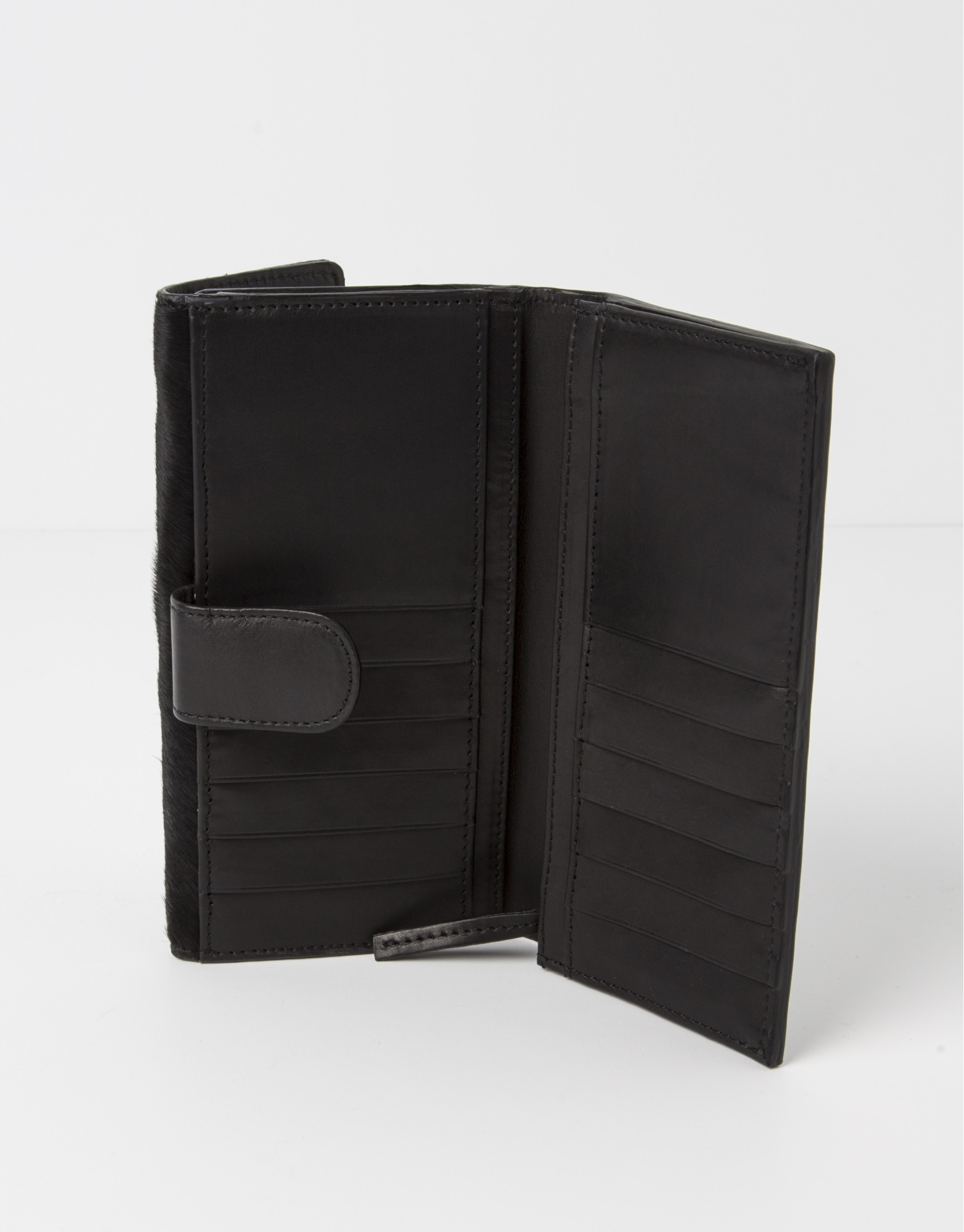 Black wallet with brown fur