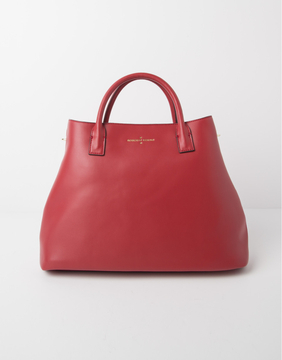 Red leather satchel