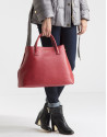 Red leather satchel