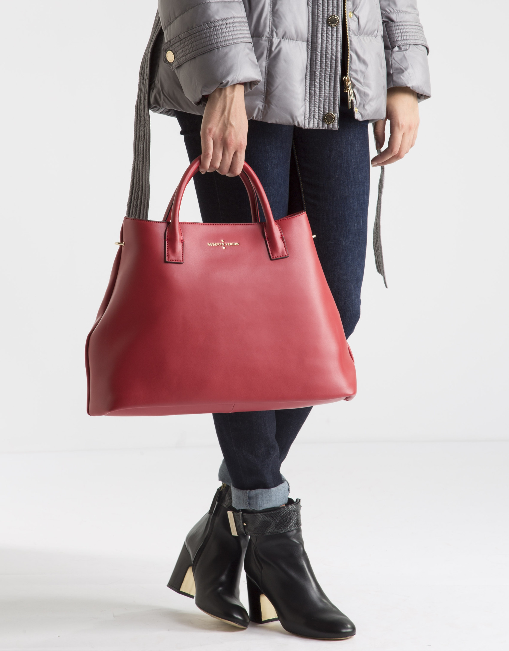 Red leather satchel